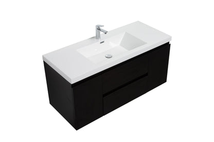 Aurora 48" Glossy Polar White Wall Hung Bathroom Vanity with White Acrylic Countertop