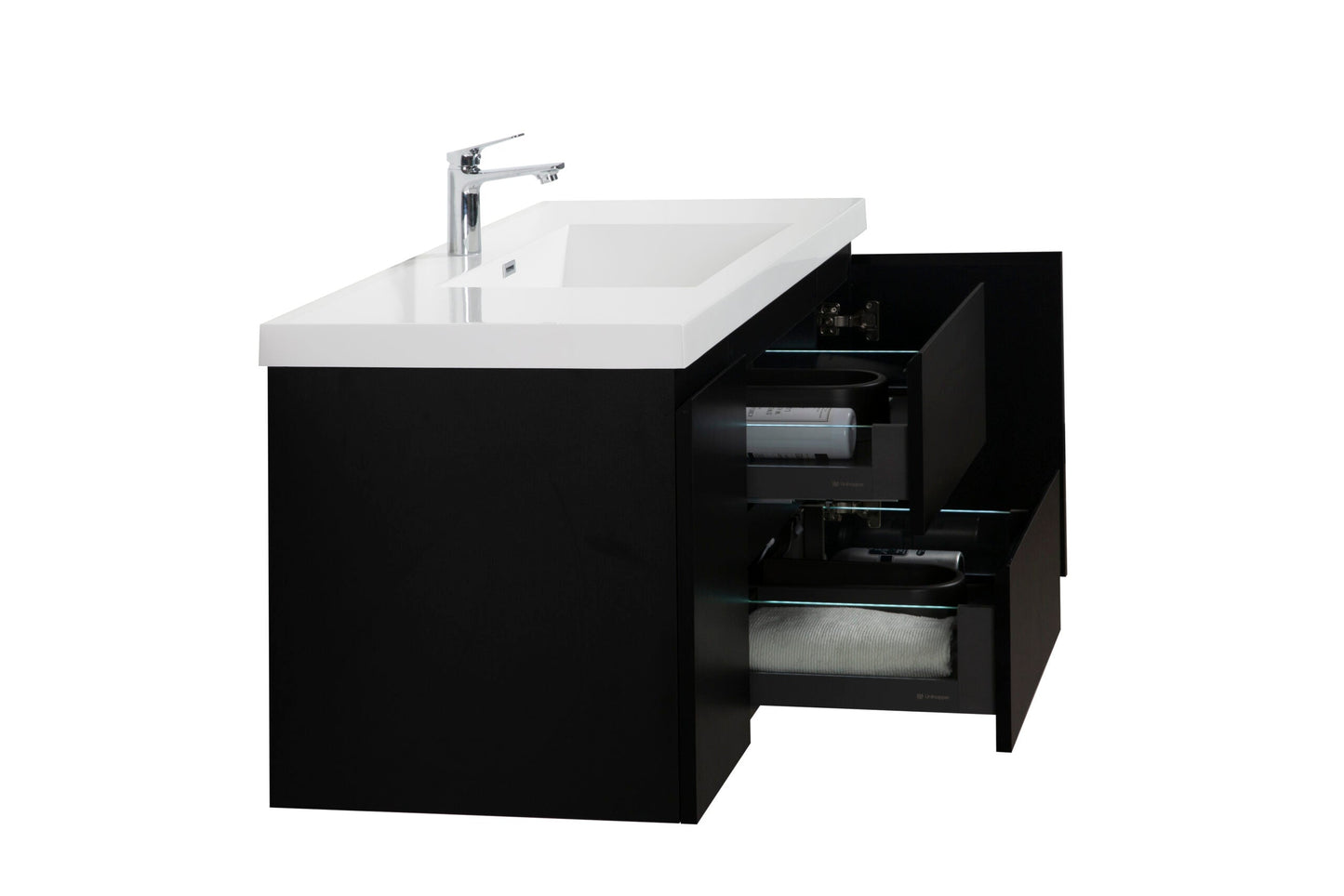 Aurora 48" Glossy Polar White Wall Hung Bathroom Vanity with White Acrylic Countertop
