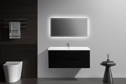 Aurora 48" Glossy Polar White Wall Hung Bathroom Vanity with White Acrylic Countertop