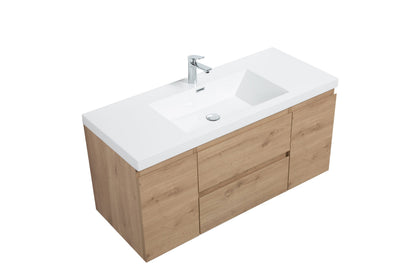 Aurora 48" Glossy Polar White Wall Hung Bathroom Vanity with White Acrylic Countertop
