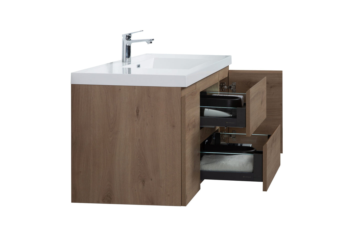 Aurora 48" Glossy Polar White Wall Hung Bathroom Vanity with White Acrylic Countertop