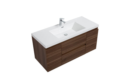 Aurora 48" Glossy Polar White Wall Hung Bathroom Vanity with White Acrylic Countertop
