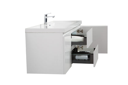 Aurora 60" Wall Hung Single Sink Bathroom Vanity with White Acrylic Countertop