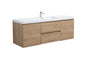 Aurora 60" Wall Hung Single Sink Bathroom Vanity with White Acrylic Countertop