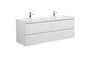Aurora 60" Wall Hung Double Sink Bathroom Vanity with White Acrylic Countertop