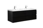 Aurora 60" Wall Hung Double Sink Bathroom Vanity with White Acrylic Countertop