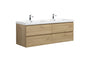 Aurora 60" Wall Hung Double Sink Bathroom Vanity with White Acrylic Countertop