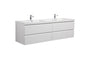 Aurora 72" Wall Hung Double Sink Bathroom Vanity with White Acrylic Countertop