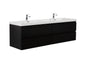 Aurora 72" Wall Hung Double Sink Bathroom Vanity with White Acrylic Countertop