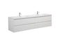 Aurora 84" Wall Hung Double Sink Bathroom Vanity with White Acrylic Countertop