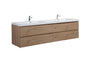 Aurora 84" Wall Hung Double Sink Bathroom Vanity with White Acrylic Countertop