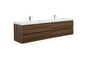 Aurora 84" Wall Hung Double Sink Bathroom Vanity with White Acrylic Countertop