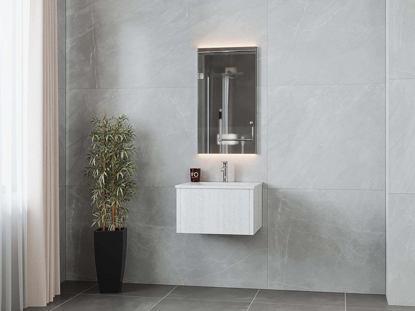Legno 24" Bathroom Vanity with Matte White VIVA Stone Solid Surface Countertop