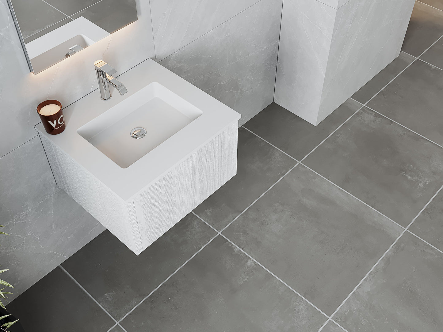 Legno 24" Bathroom Vanity with Matte White VIVA Stone Solid Surface Countertop