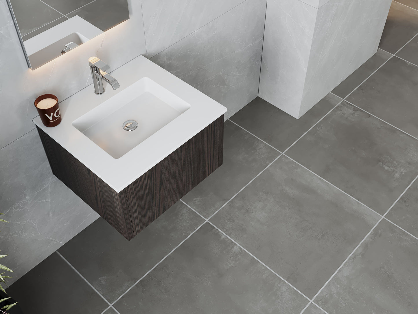 Legno 24" Bathroom Vanity with Matte White VIVA Stone Solid Surface Countertop