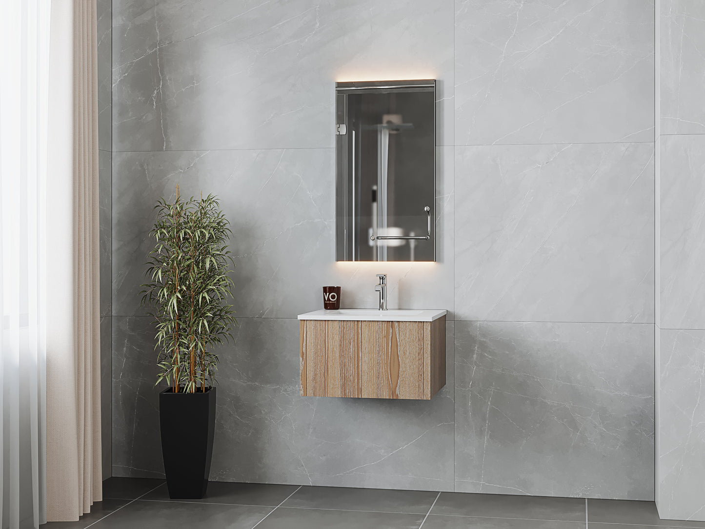 Legno 24" Bathroom Vanity with Matte White VIVA Stone Solid Surface Countertop