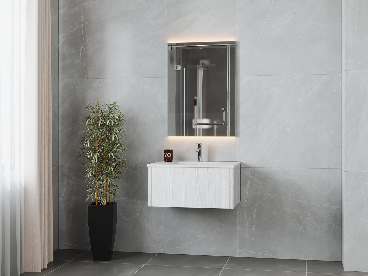 Legno 30" Bathroom Vanity with Matte White VIVA Stone Solid Surface Countertop
