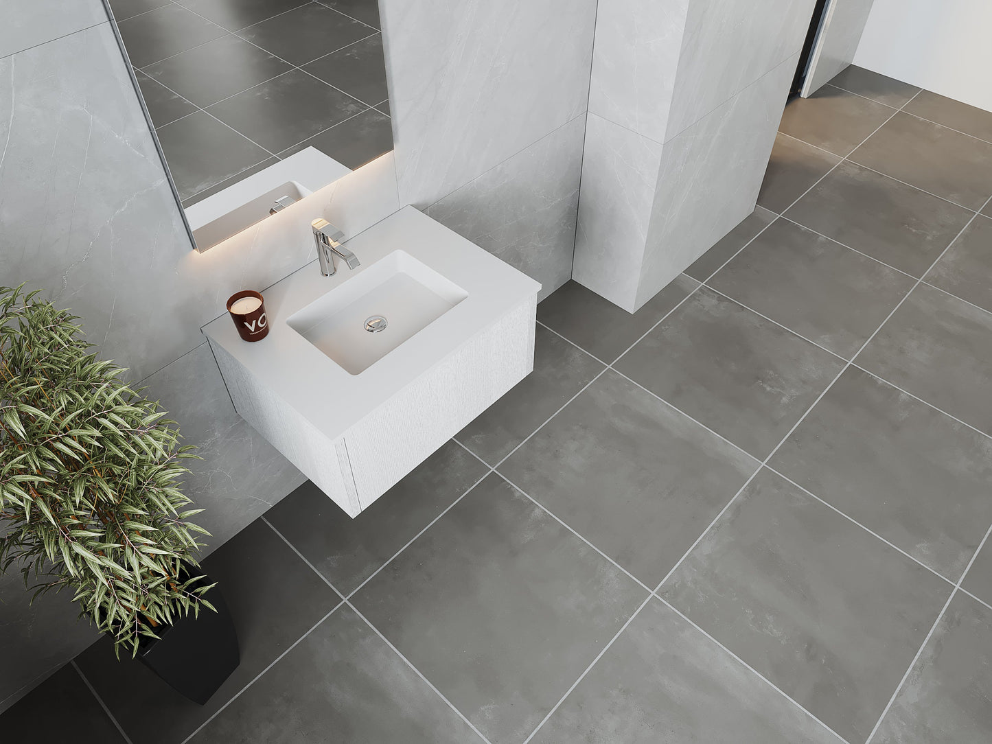 Legno 30" Bathroom Vanity with Matte White VIVA Stone Solid Surface Countertop