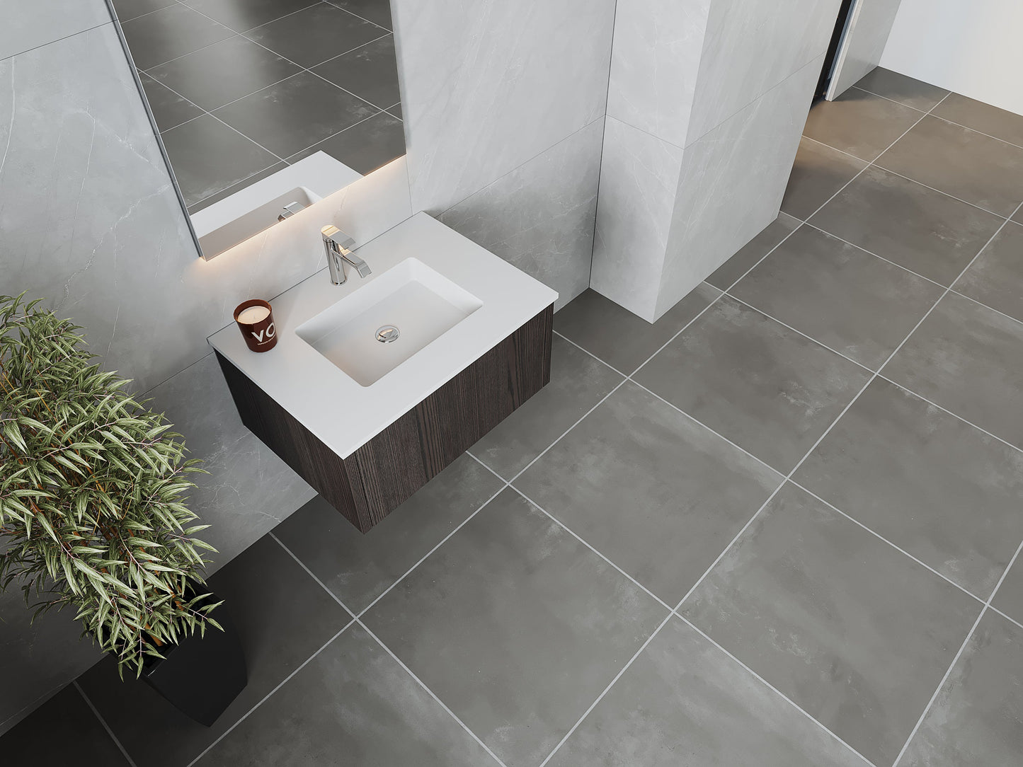 Legno 30" Bathroom Vanity with Matte White VIVA Stone Solid Surface Countertop