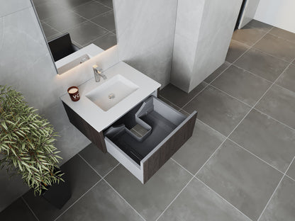 Legno 30" Bathroom Vanity with Matte White VIVA Stone Solid Surface Countertop