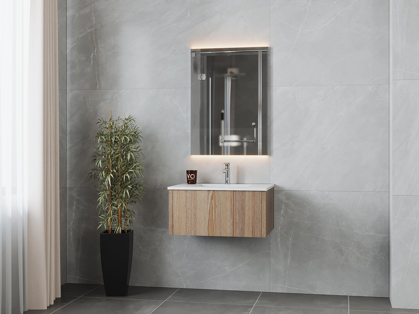 Legno 30" Bathroom Vanity with Matte White VIVA Stone Solid Surface Countertop