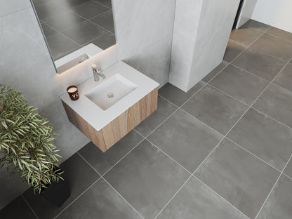 Legno 30" Bathroom Vanity with Matte White VIVA Stone Solid Surface Countertop