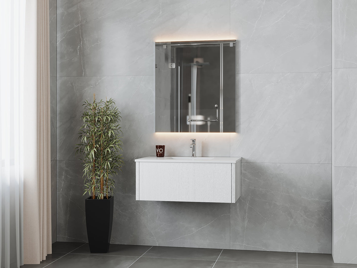 Legno 36" Bathroom Vanity with Matte White VIVA Stone Solid Surface Countertop