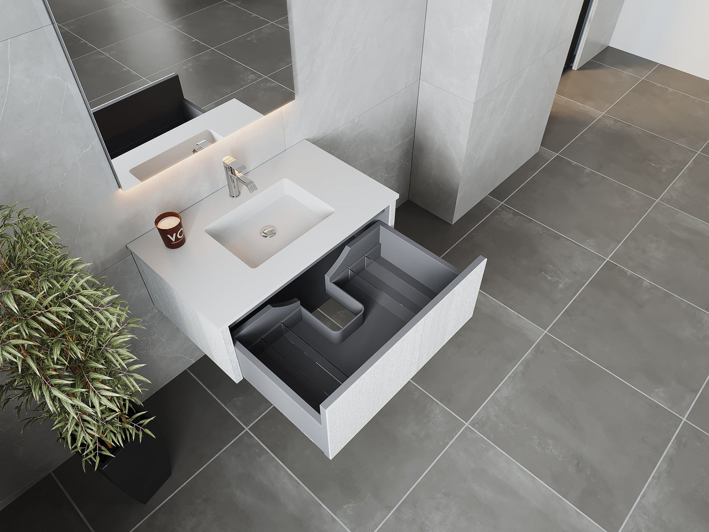 Legno 36" Bathroom Vanity with Matte White VIVA Stone Solid Surface Countertop