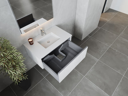 Legno 36" Bathroom Vanity with Matte White VIVA Stone Solid Surface Countertop