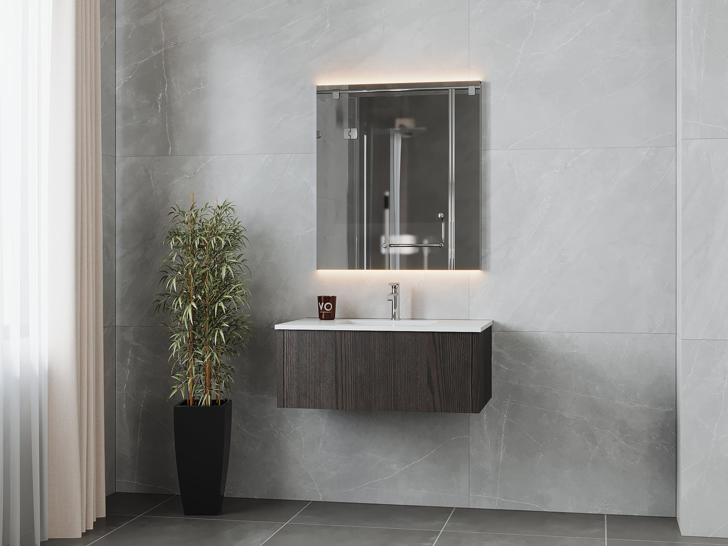 Legno 36" Bathroom Vanity with Matte White VIVA Stone Solid Surface Countertop