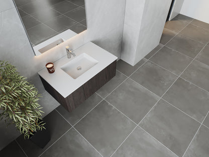 Legno 36" Bathroom Vanity with Matte White VIVA Stone Solid Surface Countertop