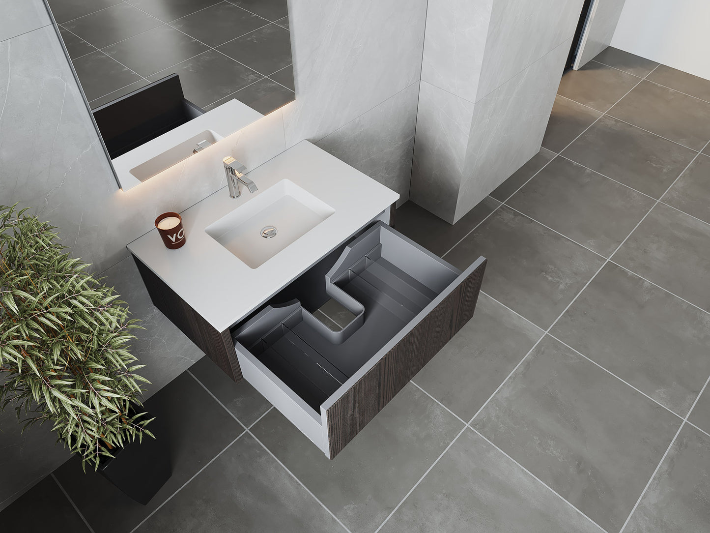 Legno 36" Bathroom Vanity with Matte White VIVA Stone Solid Surface Countertop