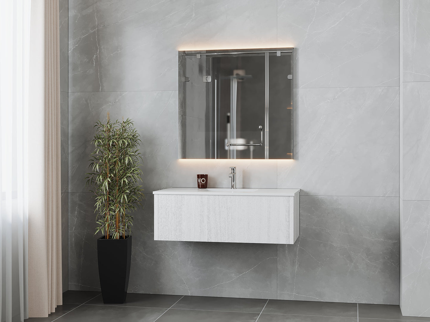 Legno 42" Bathroom Vanity with Matte White VIVA Stone Solid Surface Countertop