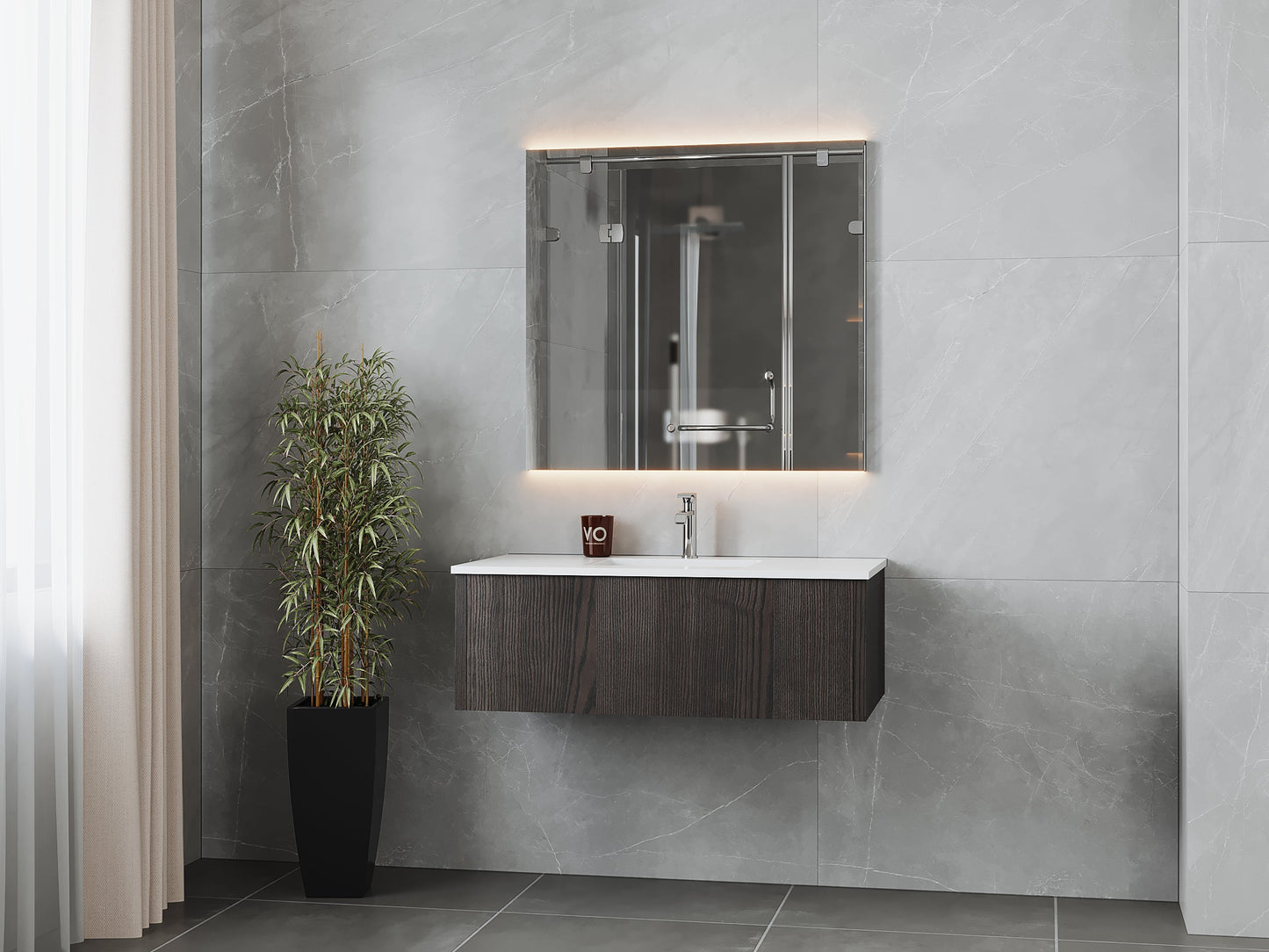 Legno 42" Bathroom Vanity with Matte White VIVA Stone Solid Surface Countertop