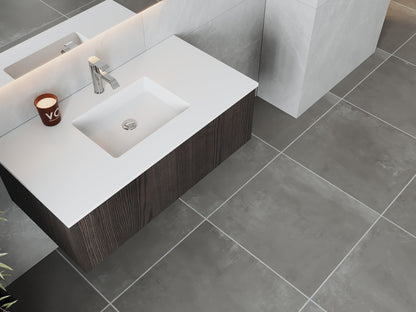 Legno 42" Bathroom Vanity with Matte White VIVA Stone Solid Surface Countertop