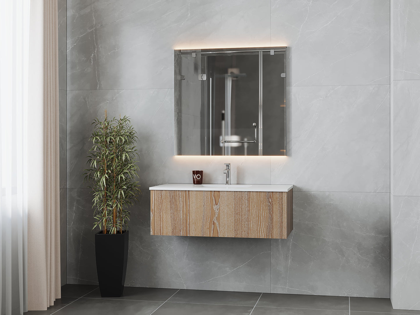 Legno 42" Bathroom Vanity with Matte White VIVA Stone Solid Surface Countertop