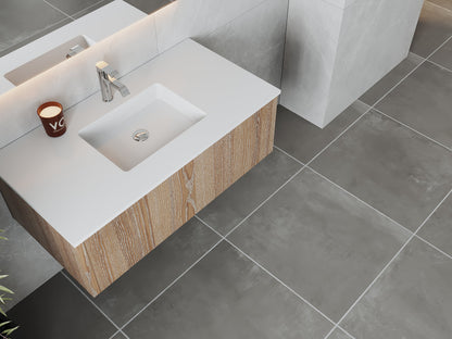 Legno 42" Bathroom Vanity with Matte White VIVA Stone Solid Surface Countertop