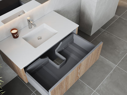 Legno 42" Bathroom Vanity with Matte White VIVA Stone Solid Surface Countertop