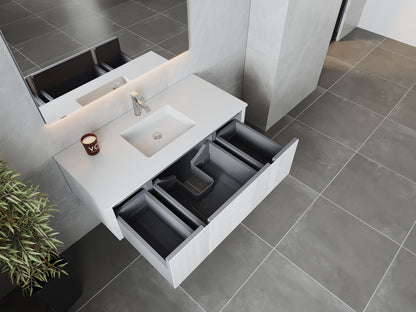 Legno 48" Bathroom Vanity with Matte White VIVA Stone Solid Surface Countertop