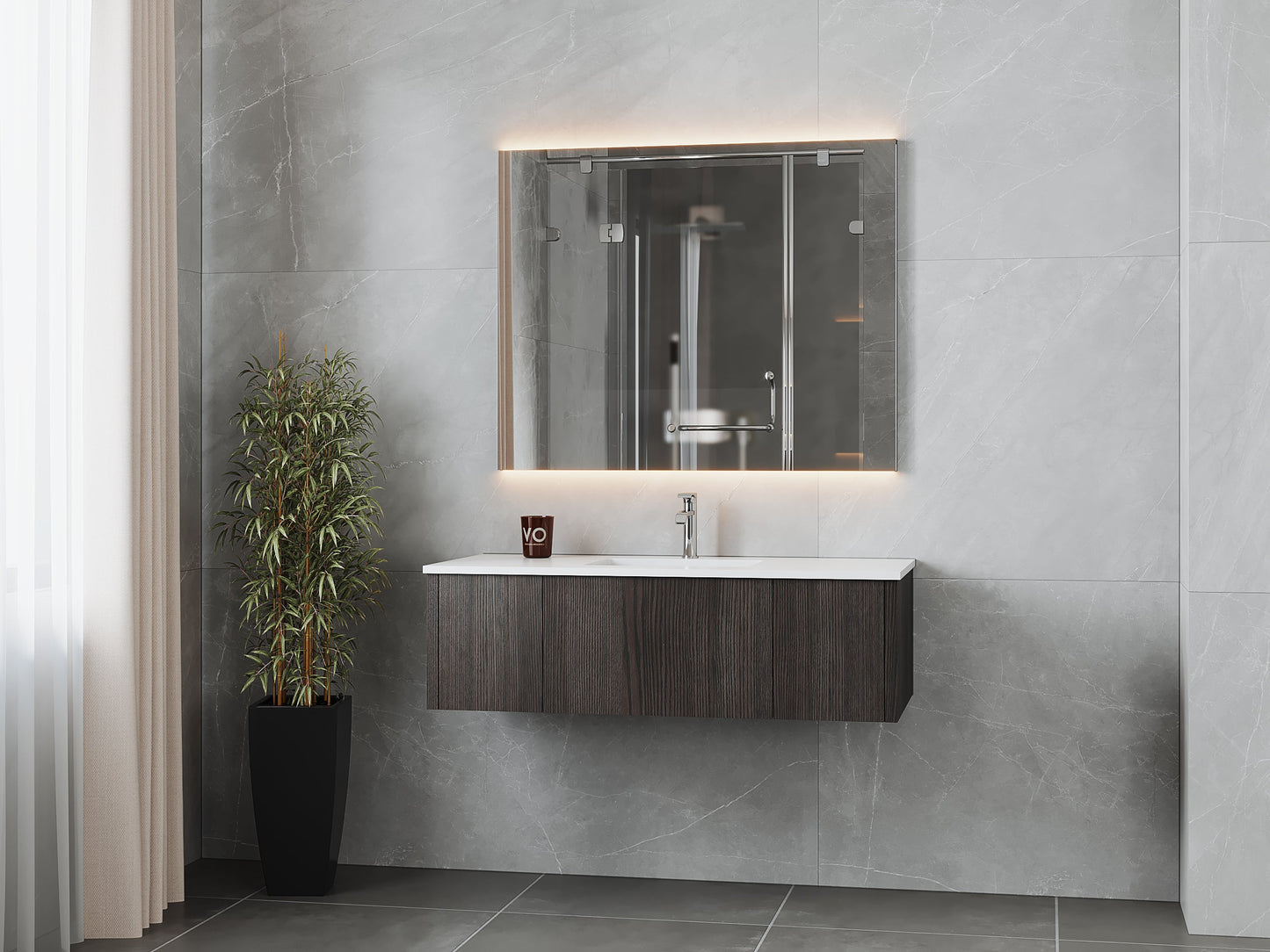 Legno 48" Bathroom Vanity with Matte White VIVA Stone Solid Surface Countertop