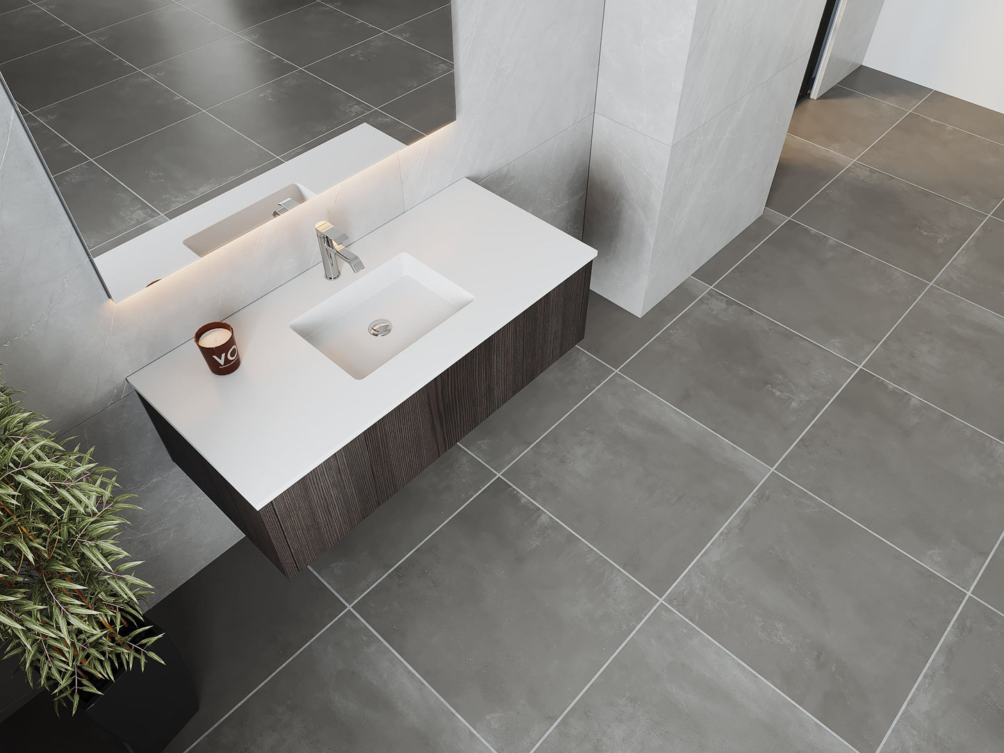Legno 48" Bathroom Vanity with Matte White VIVA Stone Solid Surface Countertop