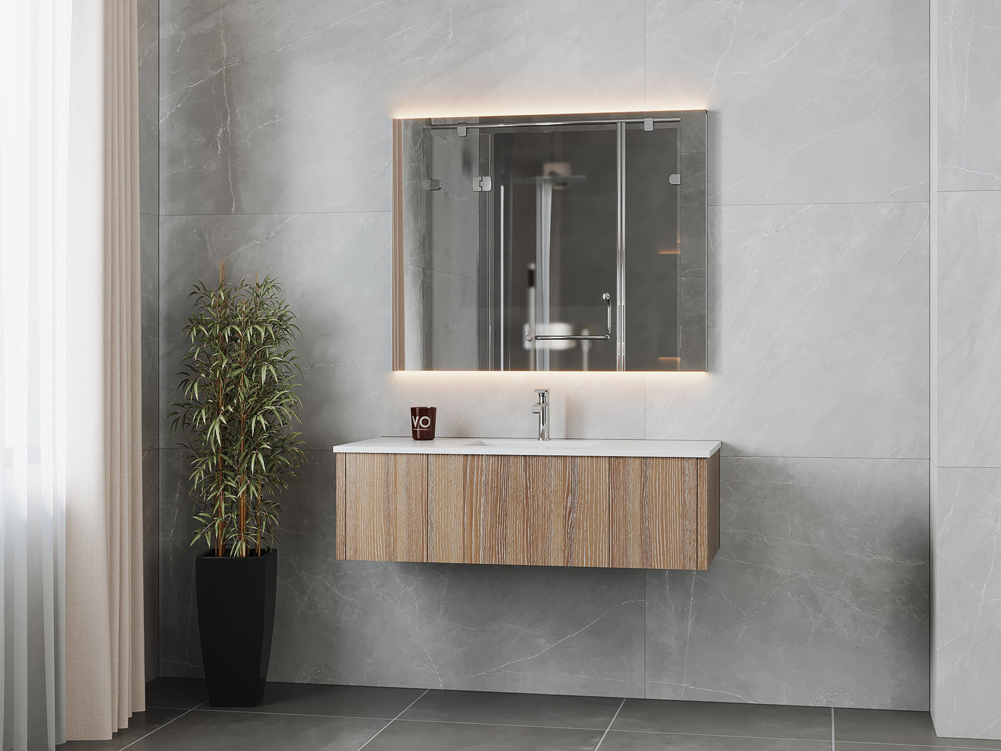 Legno 48" Bathroom Vanity with Matte White VIVA Stone Solid Surface Countertop