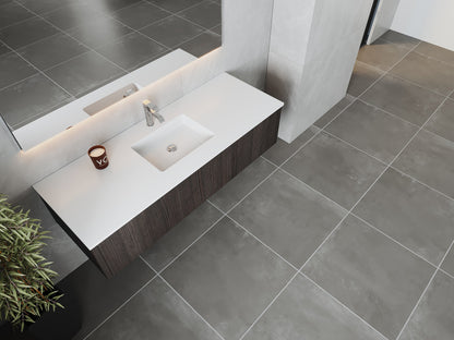 Legno 60" Alabaster White Single Sink Bathroom Vanity with Matte White VIVA Stone Solid Surface Countertop