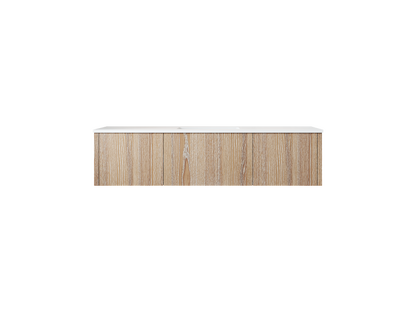 Legno 60" Alabaster White Single Sink Bathroom Vanity with Matte White VIVA Stone Solid Surface Countertop