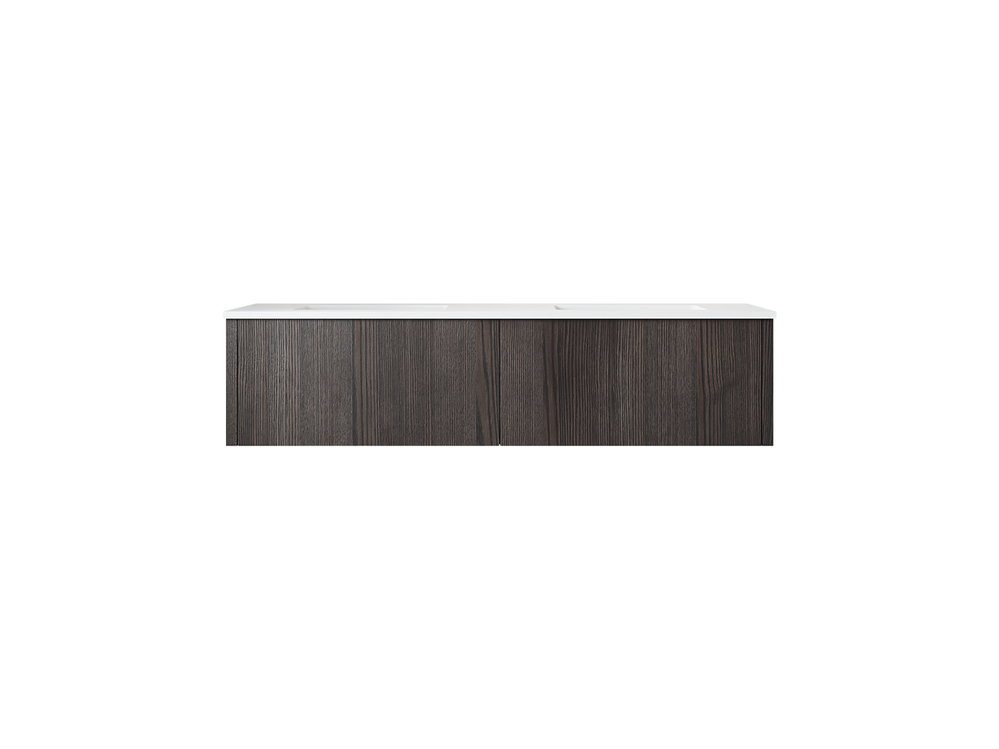 Legno 60" Carbon Oak Double Sink Bathroom Vanity with Matte White VIVA Stone Solid Surface Countertop