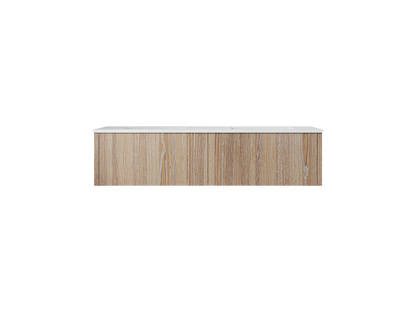Legno 60" Carbon Oak Double Sink Bathroom Vanity with Matte White VIVA Stone Solid Surface Countertop