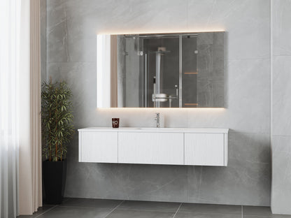 Legno 66" Bathroom Vanity with Matte White VIVA Stone Solid Surface Countertop