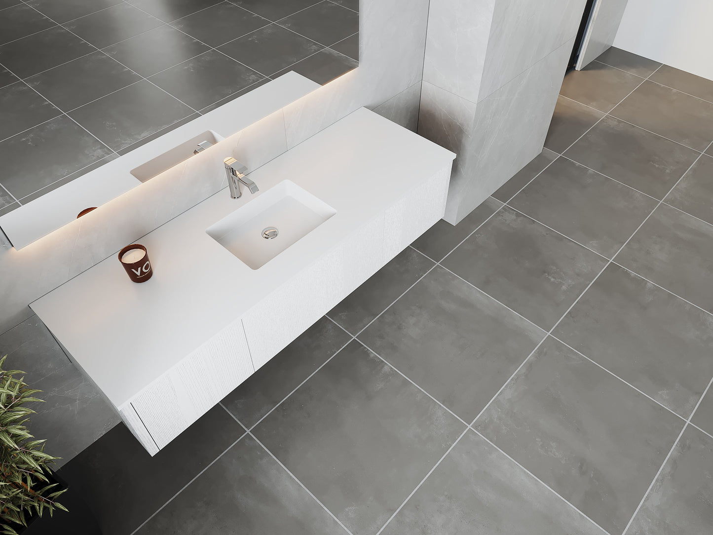 Legno 66" Bathroom Vanity with Matte White VIVA Stone Solid Surface Countertop
