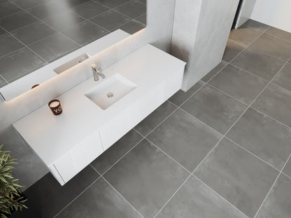 Legno 66" Bathroom Vanity with Matte White VIVA Stone Solid Surface Countertop