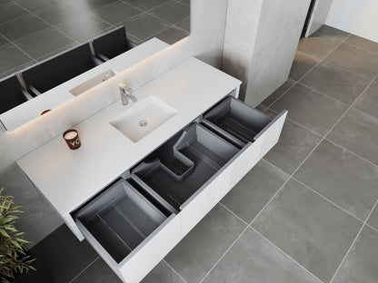 Legno 66" Bathroom Vanity with Matte White VIVA Stone Solid Surface Countertop